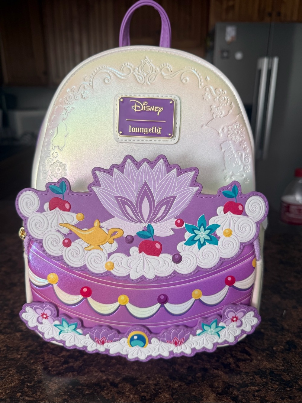 Loungefly Purple Jasmine Cake Applique Mini Backpack